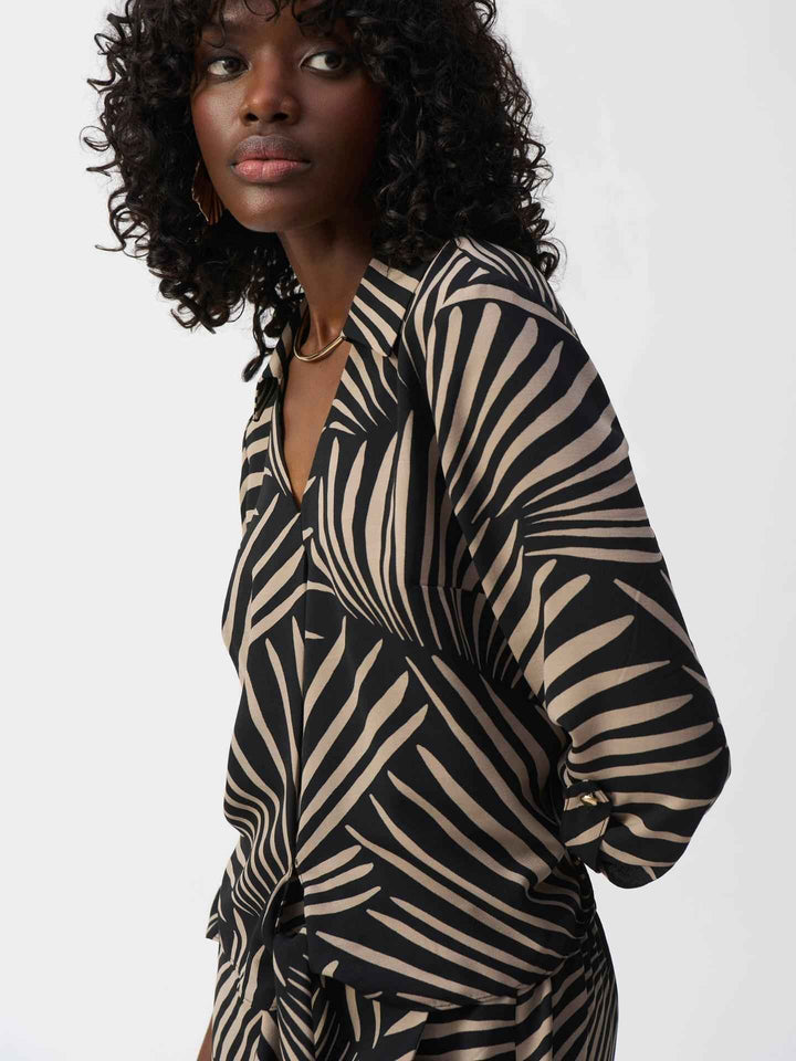 Svart Tropical Print Blus