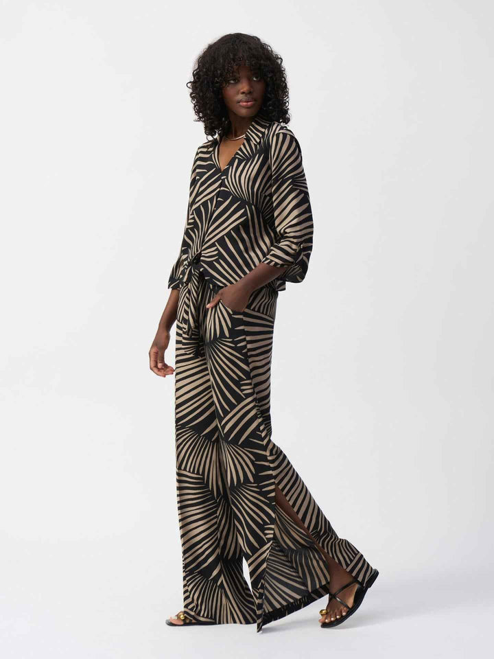 Svart Tropical Print Blus