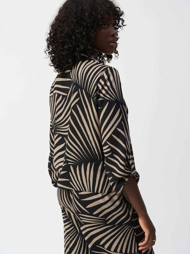 Svart Tropical Print Blus