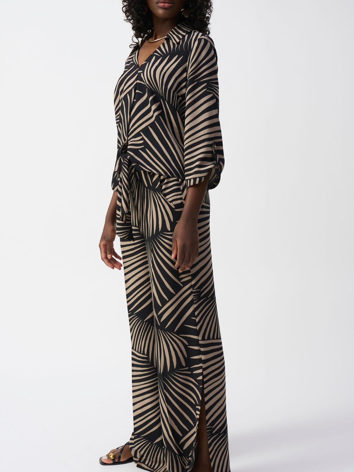 Svart Tropical Print Blus - Joseph Ribkoff