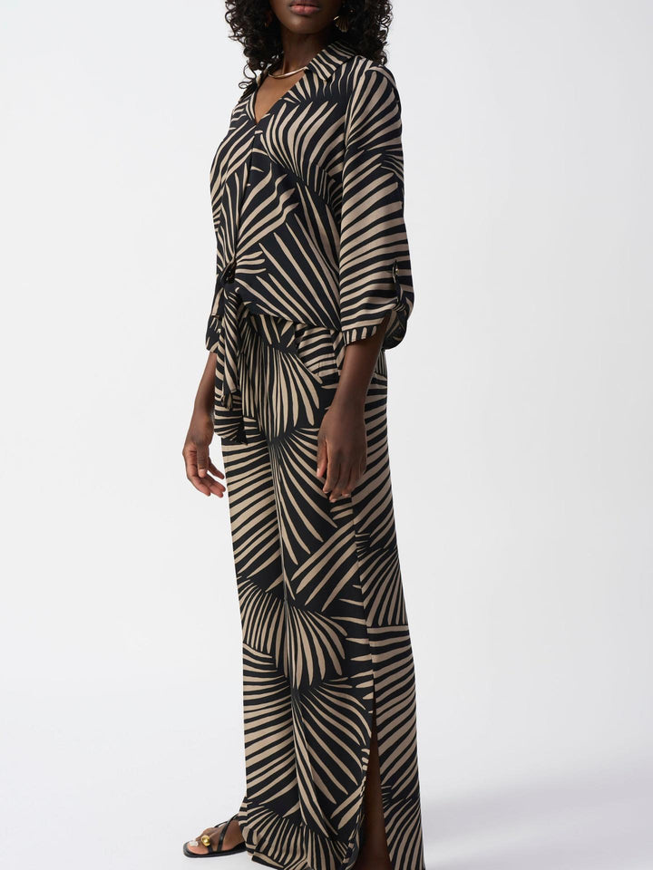 Svart Tropical Print Blus - Joseph Ribkoff