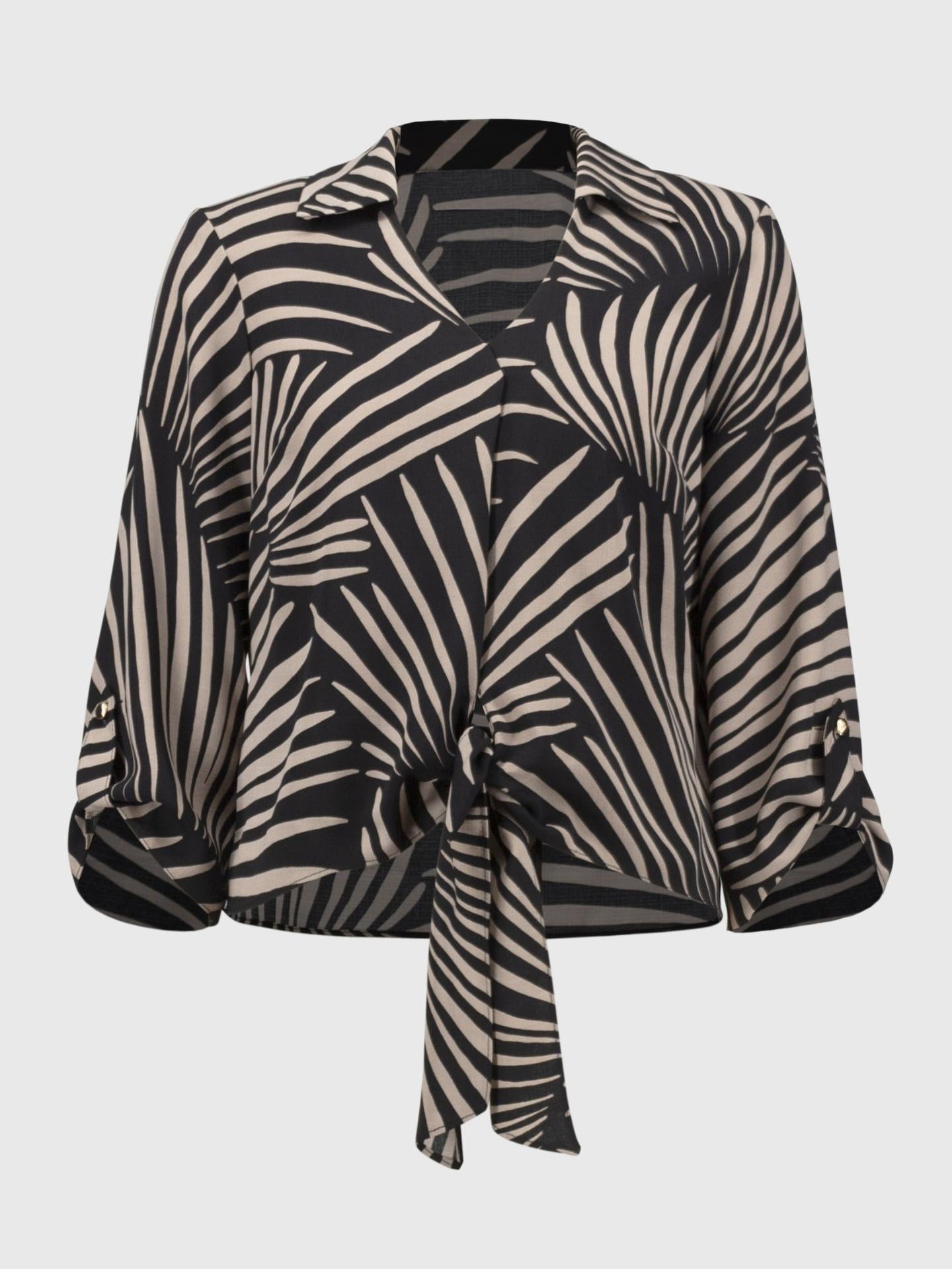 Svart Tropical Print Blus - Joseph Ribkoff
