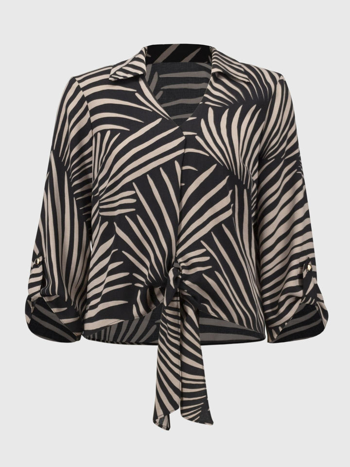 Svart Tropical Print Blus - Joseph Ribkoff