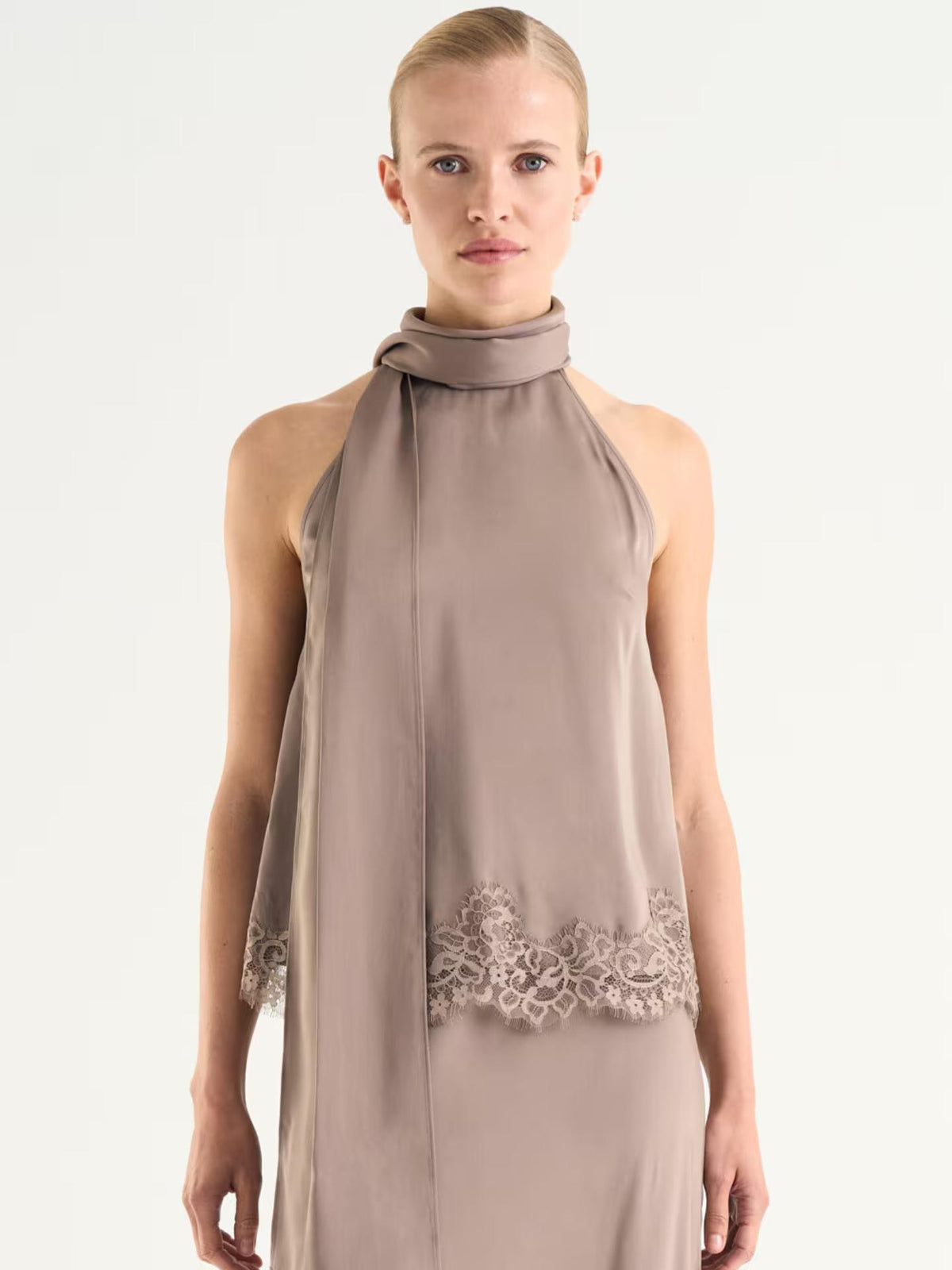 Taupe Cassandra Lace Top - Twist Tango