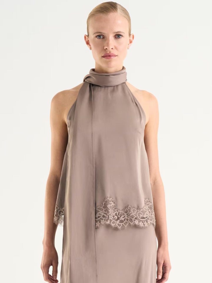 Taupe Cassandra Lace Top - Twist Tango