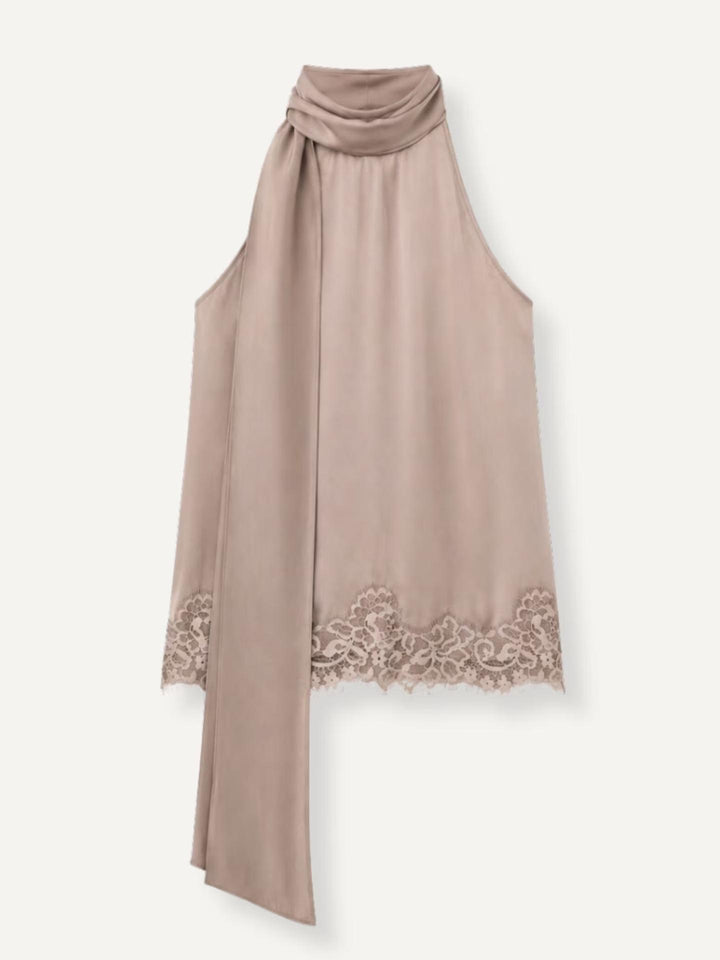Taupe Cassandra Lace Top - Twist Tango