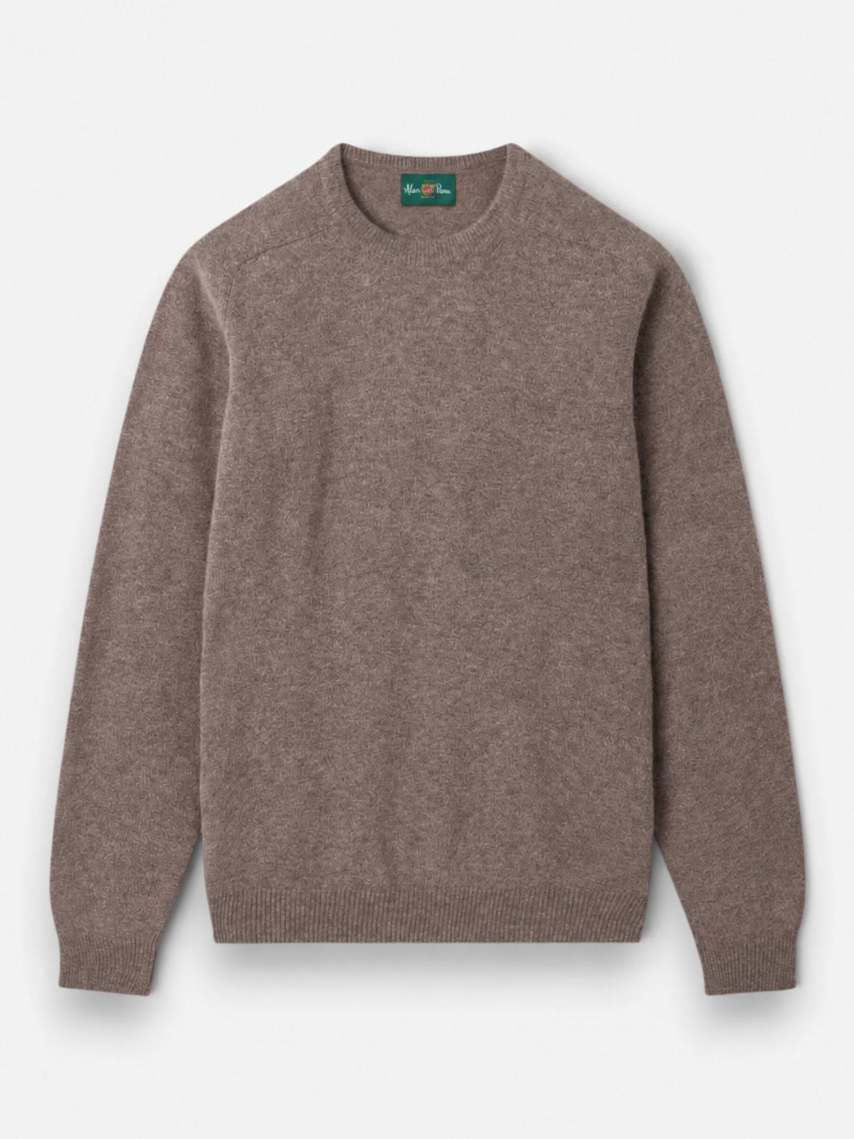Taupe Crew Neck Lammullströja - Alan Paine