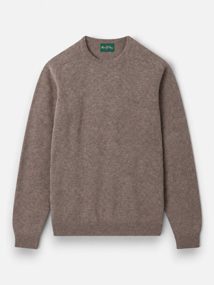 Taupe Crew Neck Lammullströja - Alan Paine
