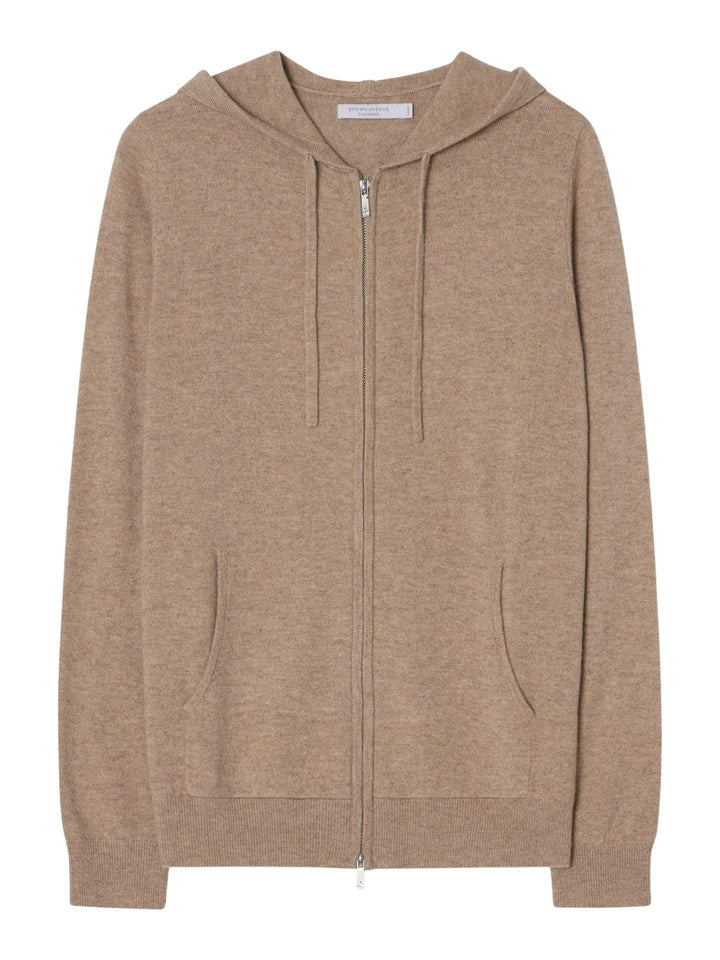 Taupe Royal Kashmir Zip Hoodie - Brown Avenue
