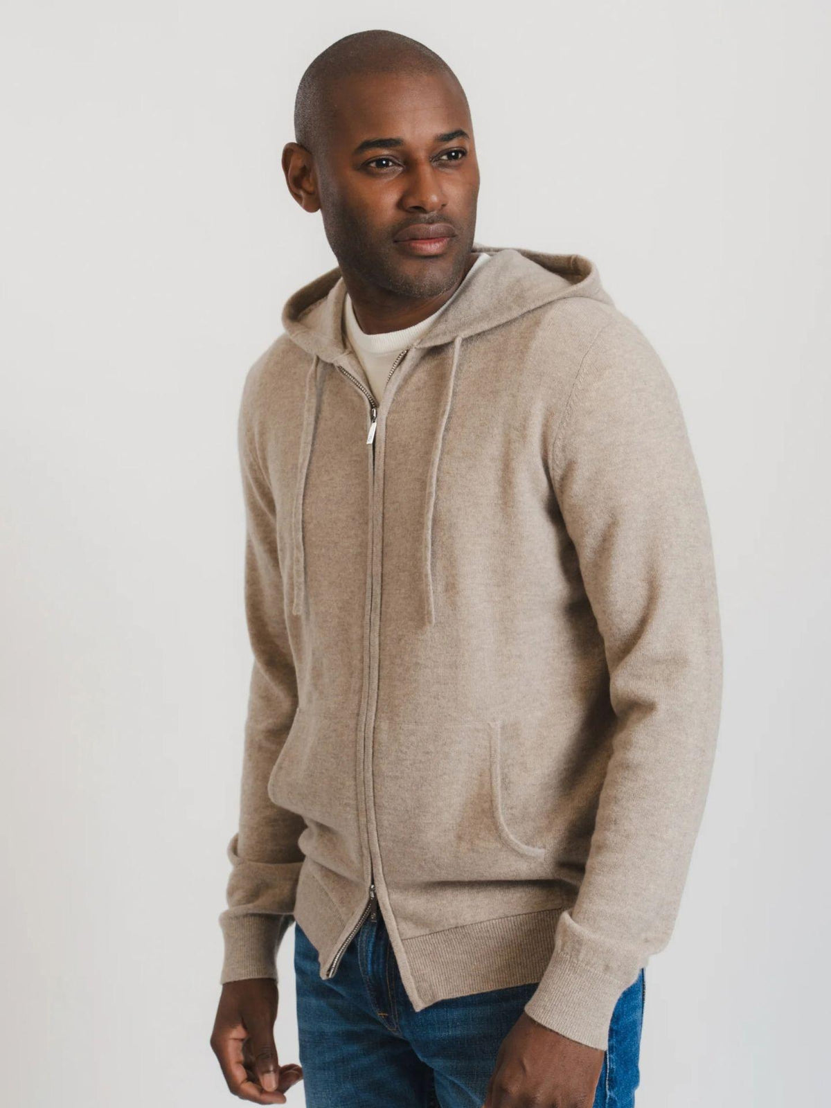Taupe Royal Kashmir Zip Hoodie - Brown Avenue