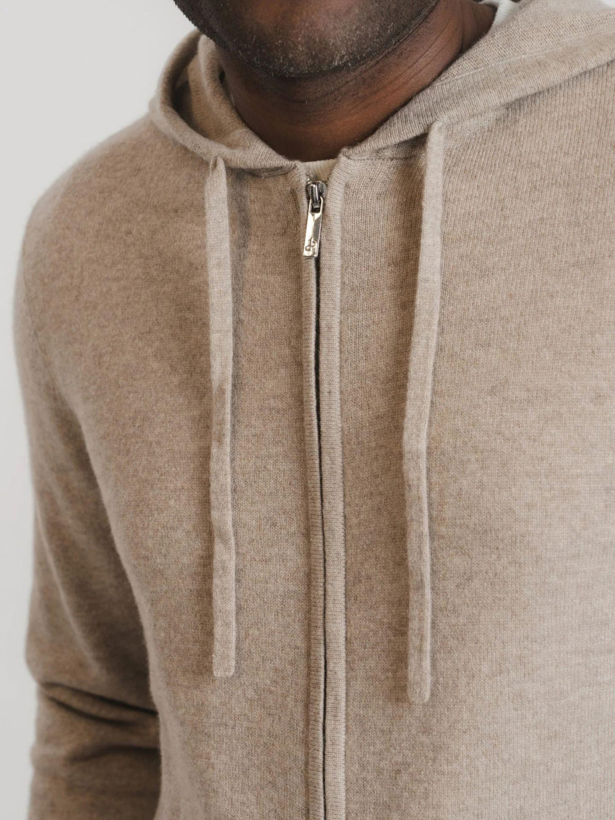 Taupe Royal Kashmir Zip Hoodie - Brown Avenue