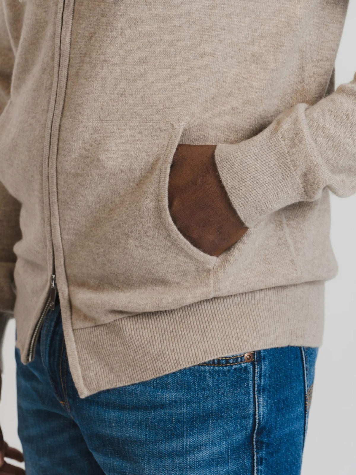 Taupe Royal Kashmir Zip Hoodie - Brown Avenue