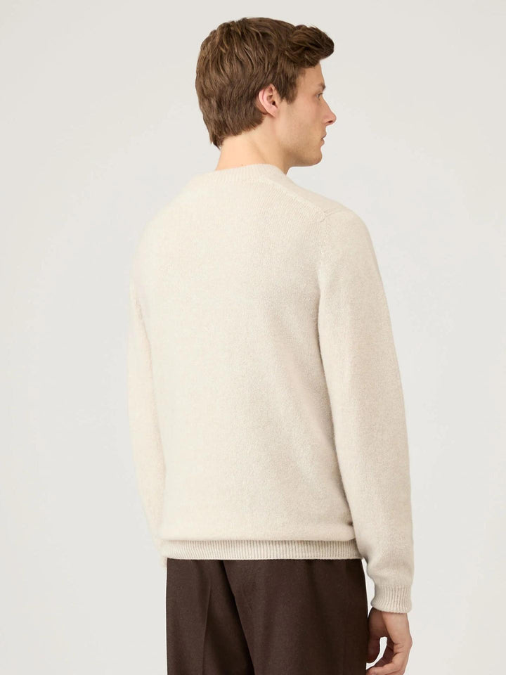 Taupe V-hals Lammullströja - Sunspel