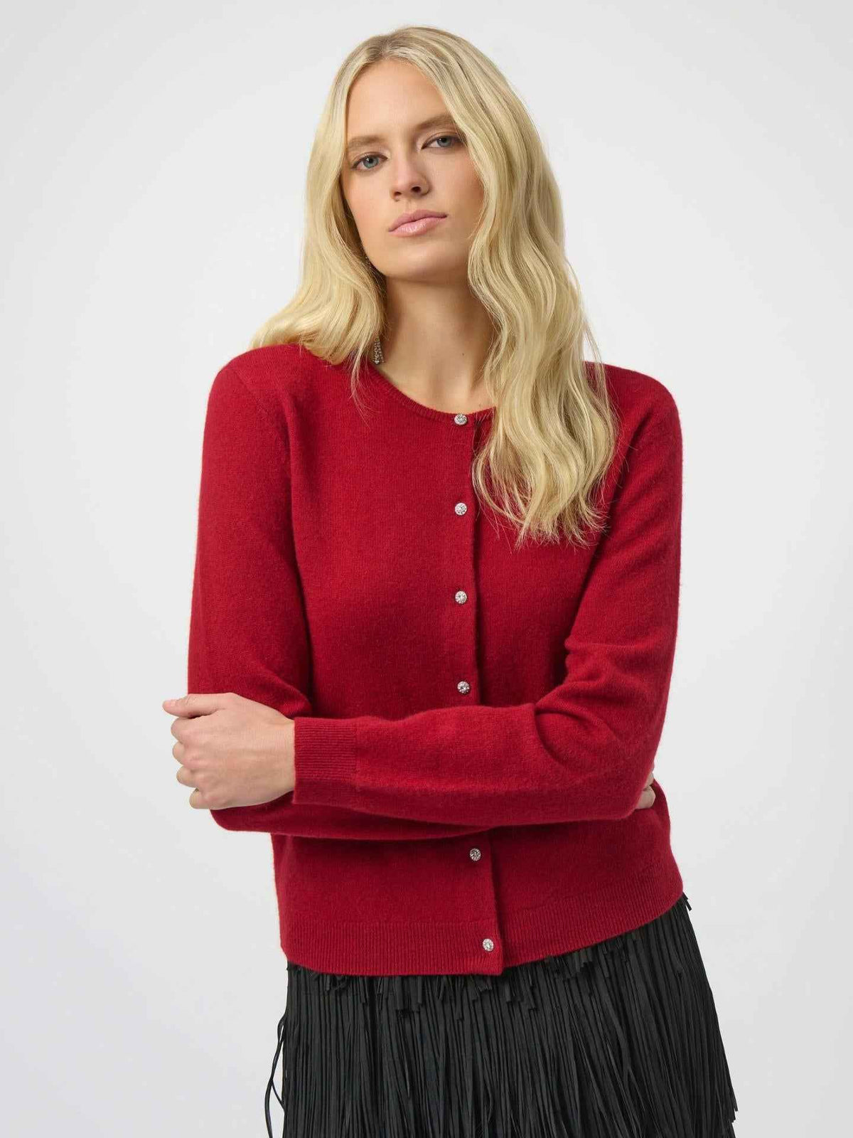 Röd Stickad Kofta i Cashmere