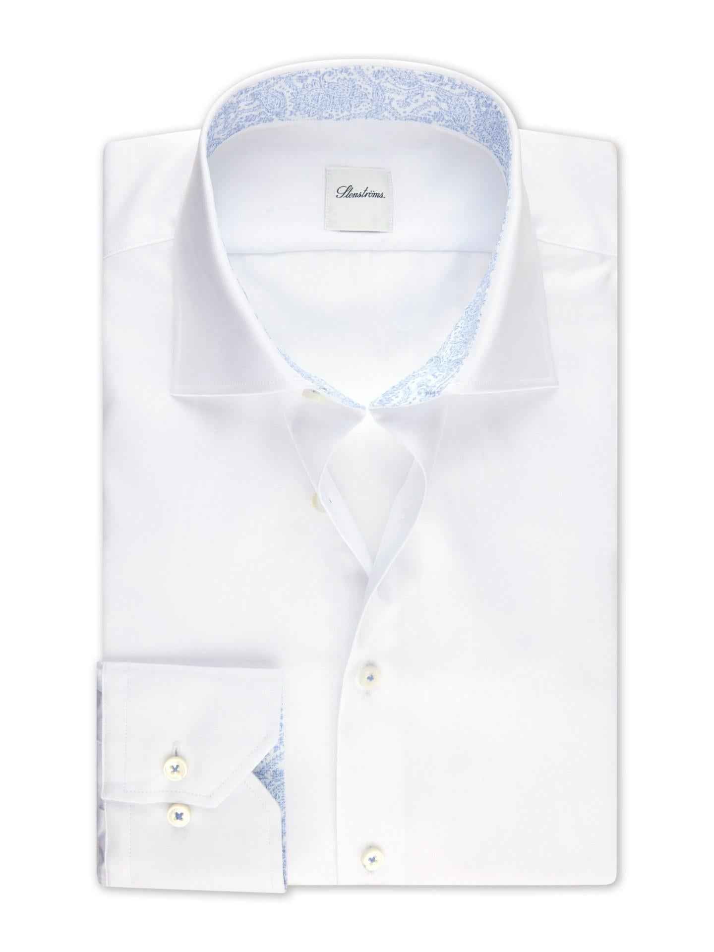 Slimline Twillskjorta, Ljusblå Kontrast