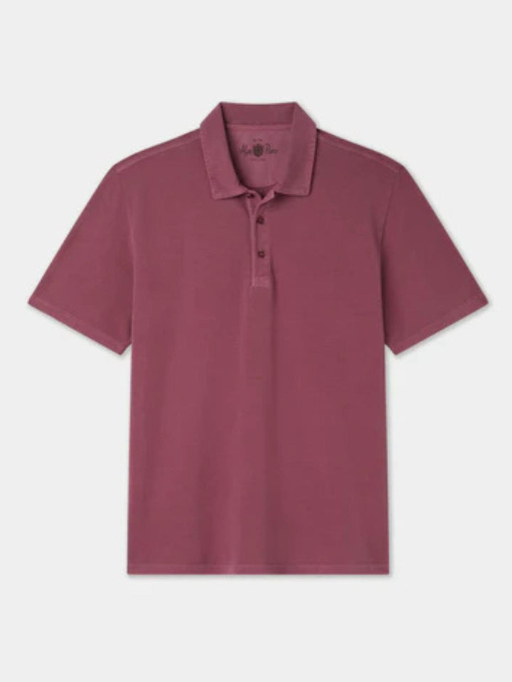 Vinröd Garment Washed Pikétröja - Alan Paine