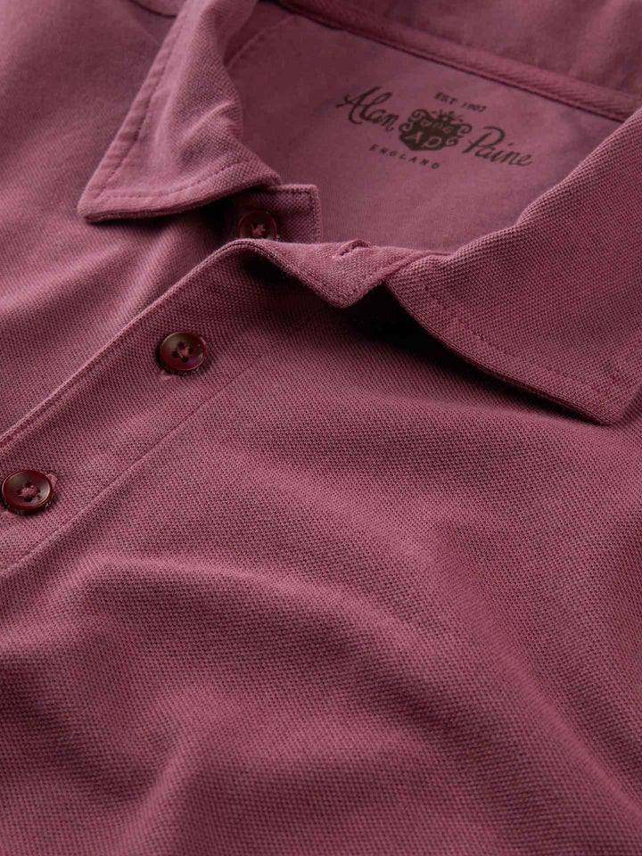 Vinröd Garment Washed Pikétröja