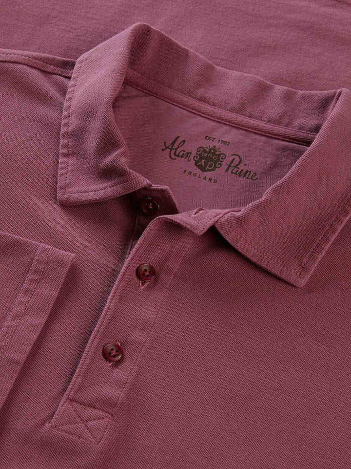 Vinröd Garment Washed Pikétröja