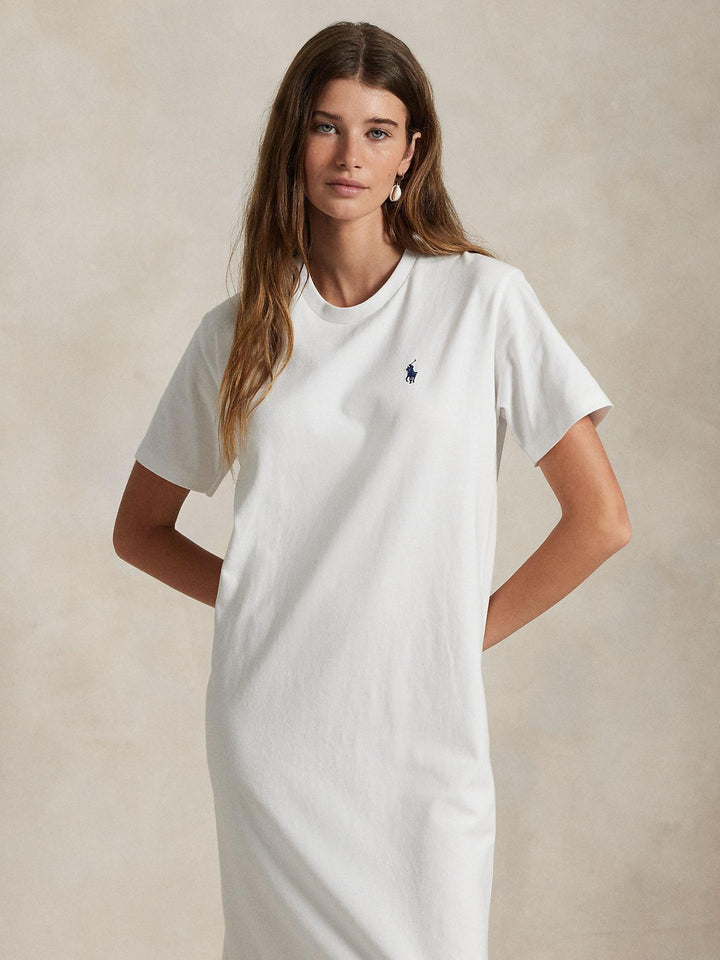 Vit Bomullsjersey T-shirt Klänning - Polo Ralph Lauren