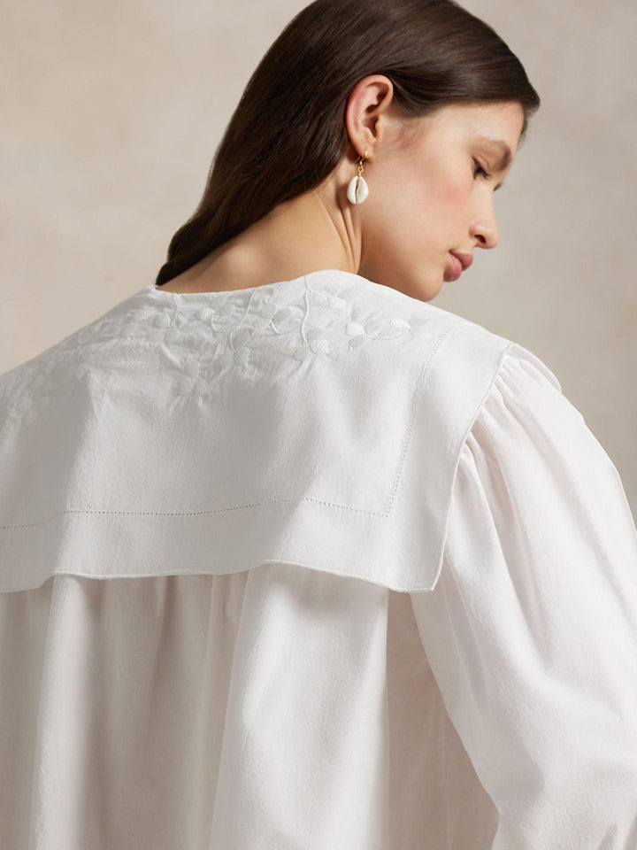 Vit Broderad Poplinskjorta med Bib - Polo Ralph Lauren