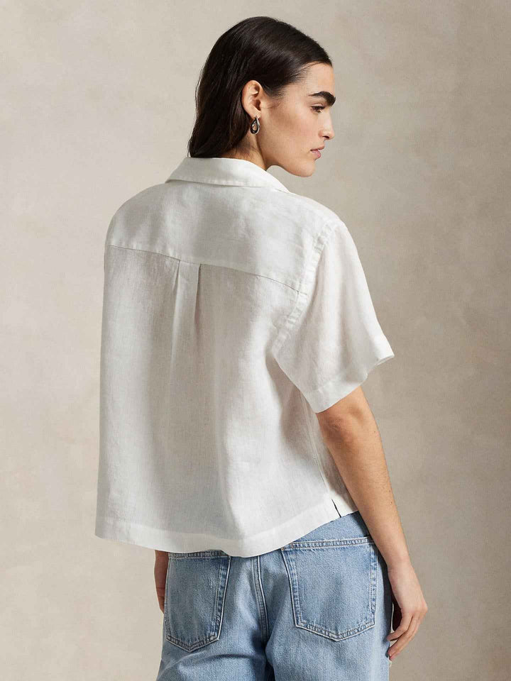 Vit Oversize Linneskjorta, Kort ärm