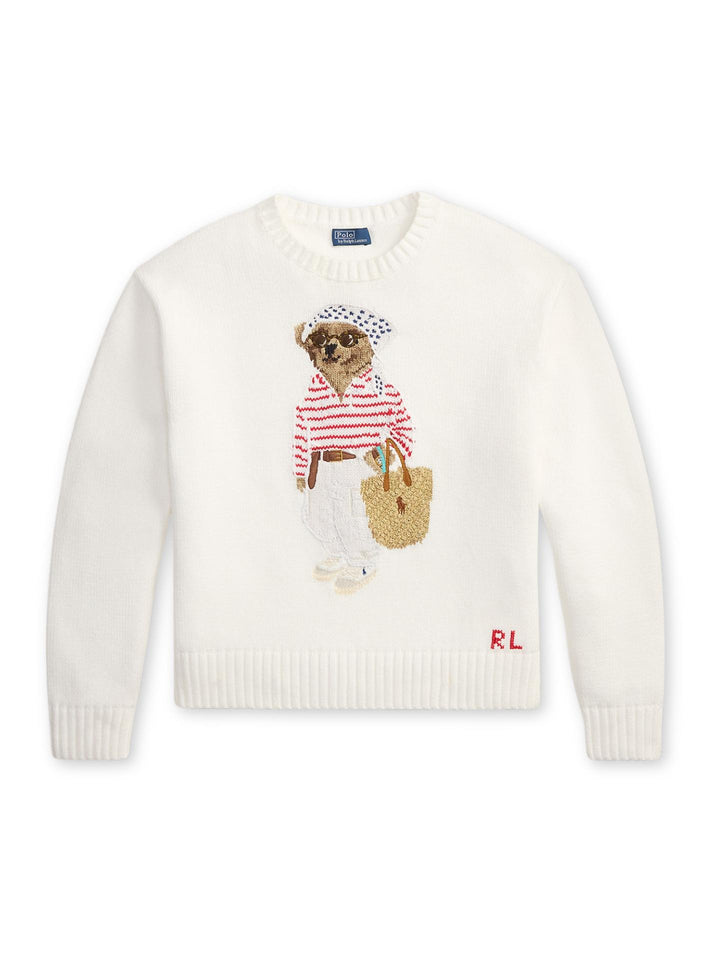 Vit Polo Bear Stickad Bomullströja - Polo Ralph Lauren