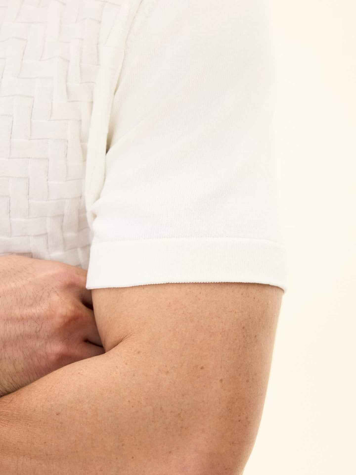 Vit Strukturerad Pikétröja