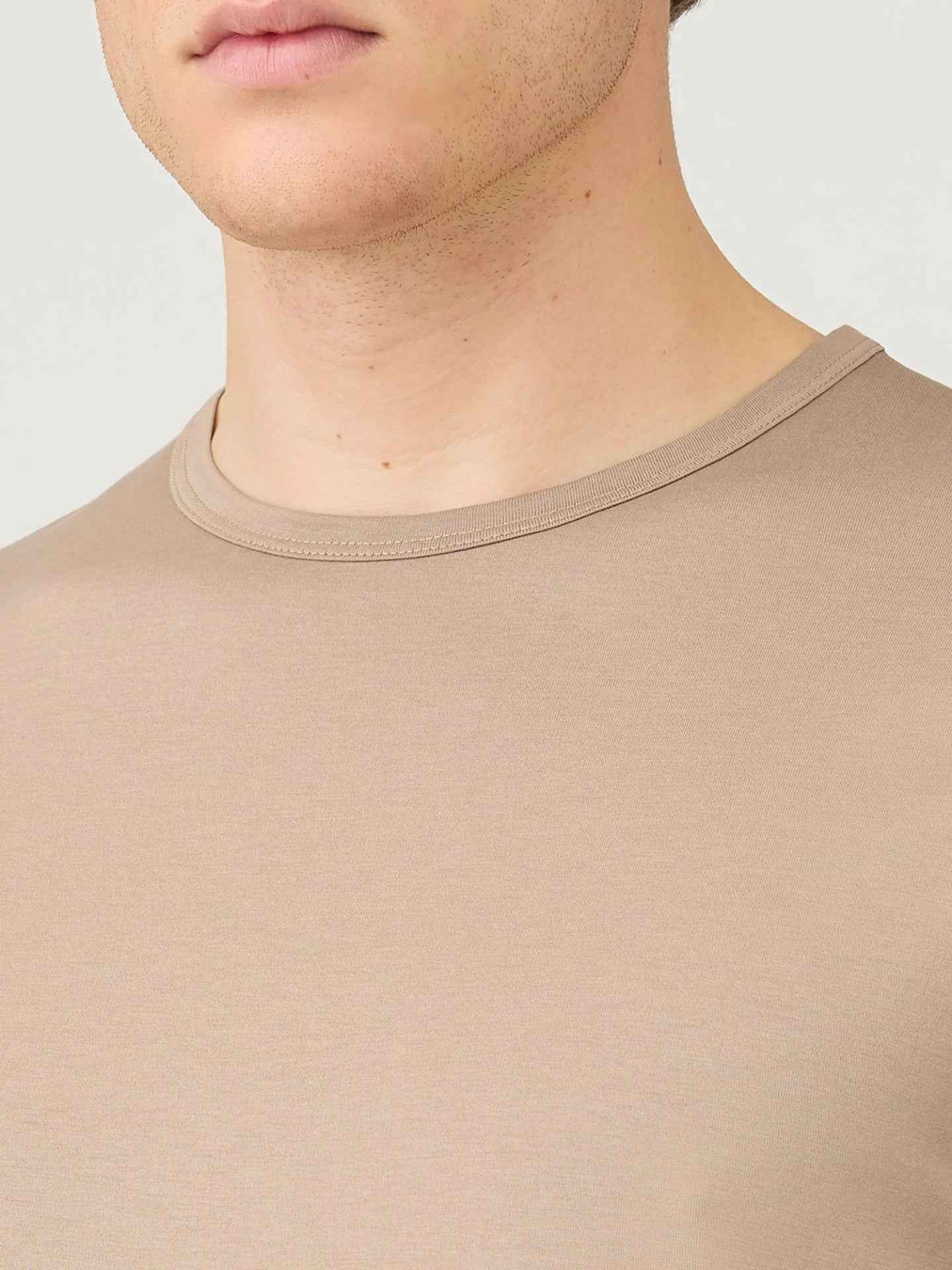 Ljusbrun Supima Bomull T-shirt