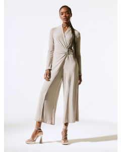 Beige Glittrig Wide Jumpsuit