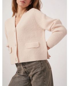 Ribbstickad V-hals Cardigan