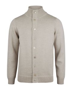 Beige Stickad Chunky Cardigan