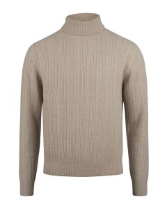 Beige Strukturstickad Polotröja